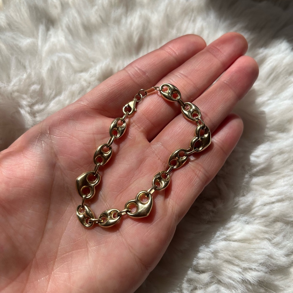 Vintage 10k mariner heart and chain bracelet - Picture 7 of 8